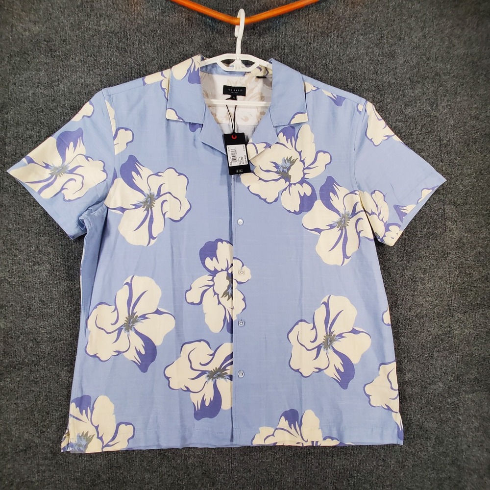 Ted Baker Shirt Mens XL TSP26VMT-20863 Brunnera Blue Floral Print NEW - Picture 2 of 11